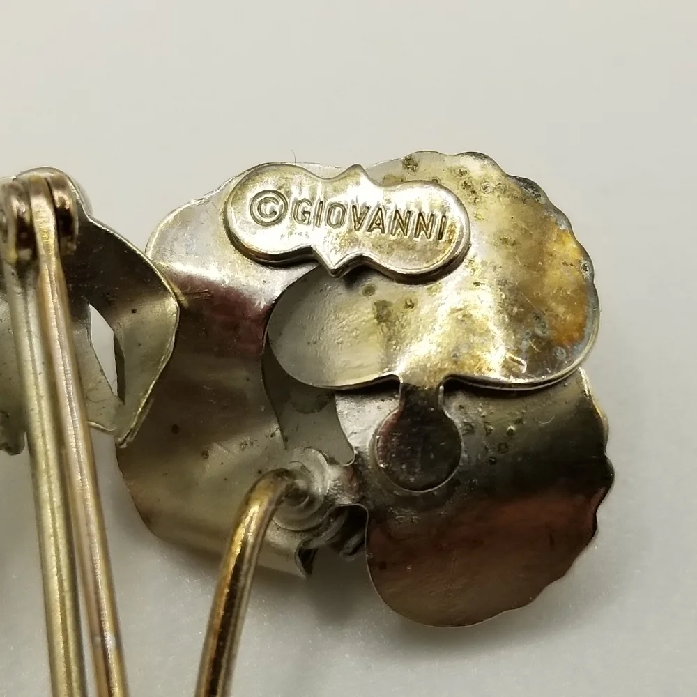 GioVanni Di Rocco Silver Tone Metal Wild Flower Pin Brooch Realistic Signed 70s